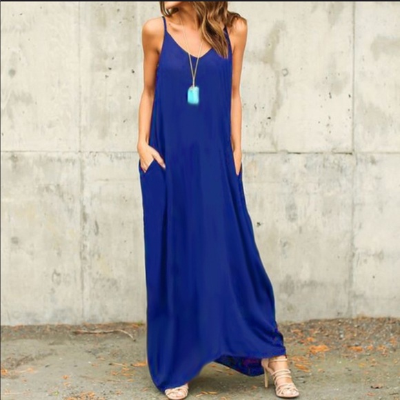 The O Boutique Dresses & Skirts - •LAST 2• Blue Spaghetti Strap Harem Maxi Dress